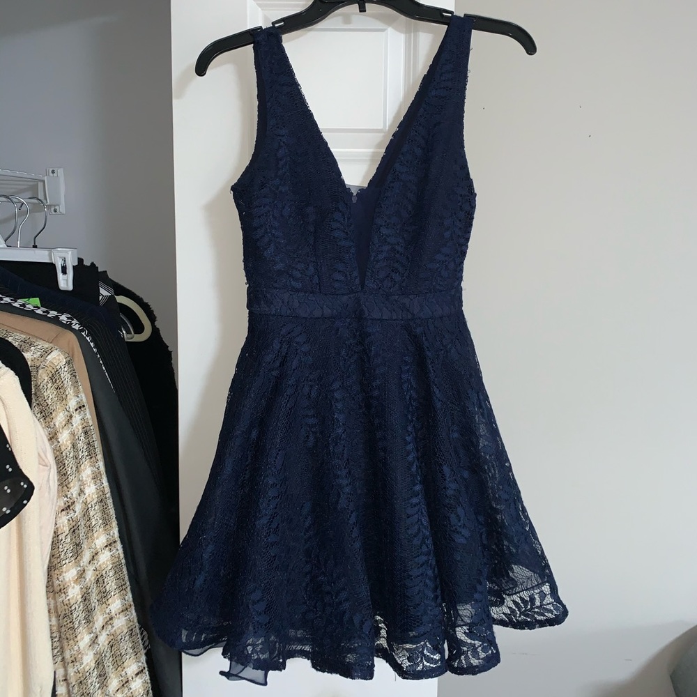 Navy Lace cocktail mini dress